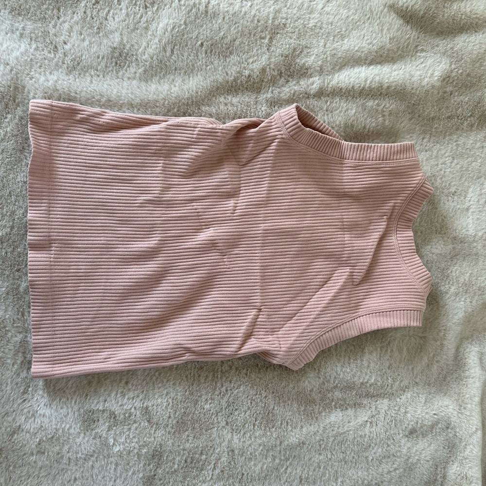 Sleeveless Ribbed Tank Top - Dusty Pink